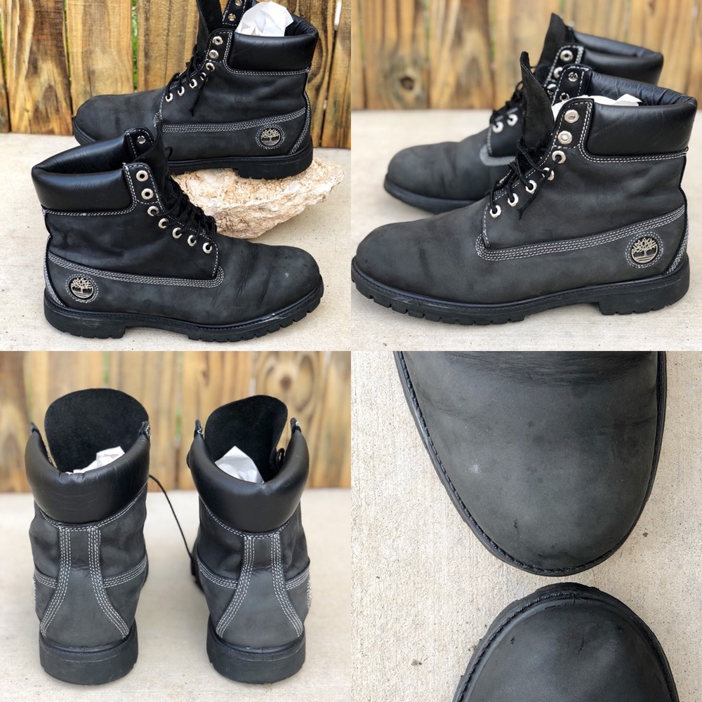 Timberland black suede men’s boots w/ silver logo